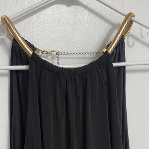 Kensie Asymmetrical Dress in Black with Gold Details